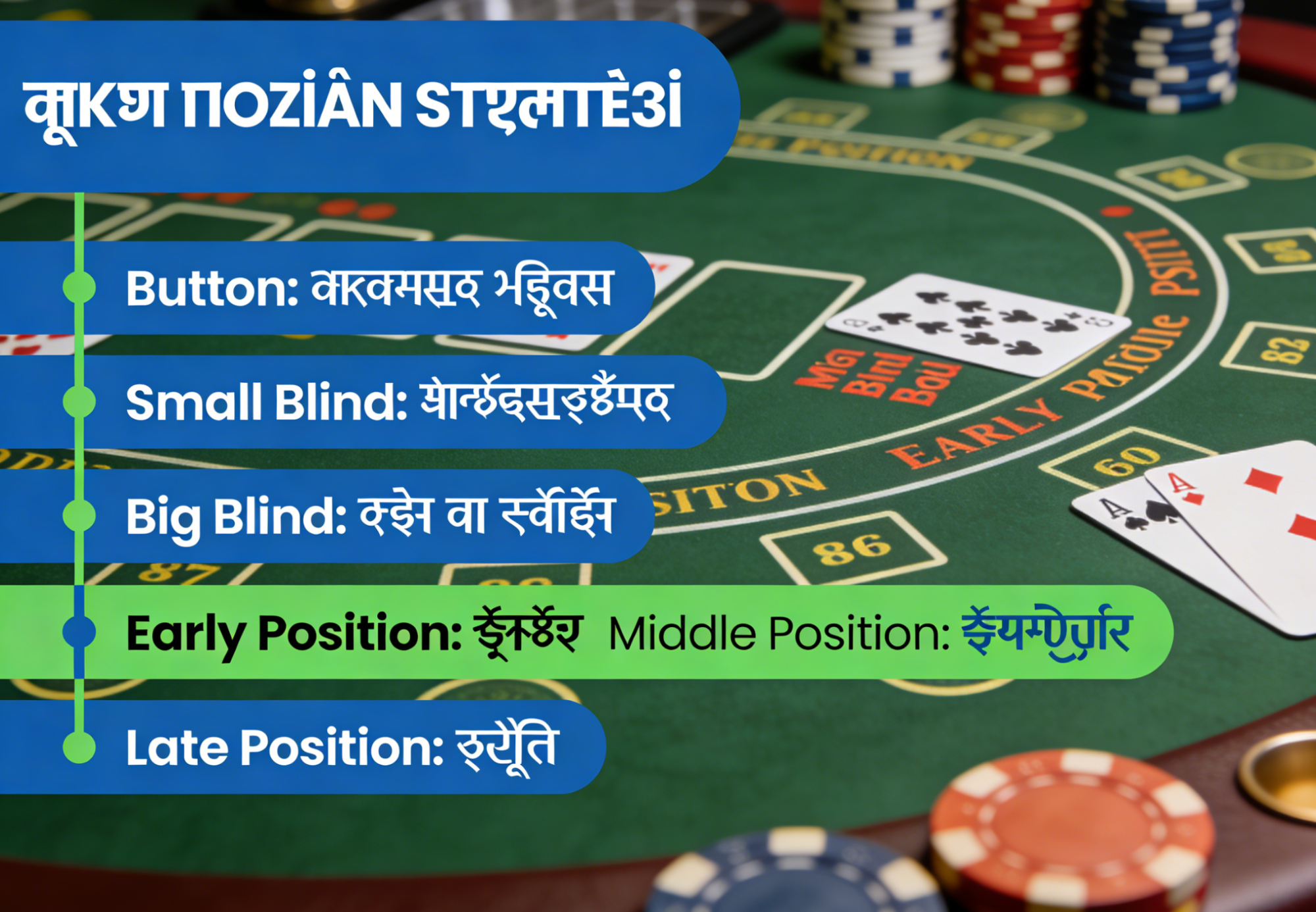 ScreenShot<em>2026-02-04</em>232240_766″ loading=”lazy” style=”max-width:100%;height:auto;display:block;margin:1em auto;border-radius:8px;” /></figure>
<h2>भारतीय खिलाड़ियों के लिए विशेष सुझाव</h2>
<p>भारत में ऑनलाइन पोकर का माहौल थोड़ा अलग है। यहाँ खिलाड़ी अक्सर फ्लॉप देखना पसंद करते हैं और फोल्ड करना कम पसंद करते हैं। ऐसे में आपकी पोजीशन और भी महत्वपूर्ण हो जाती है।</p>
<h3>धैर्य ही कुंजी है</h3>
<p>भारतीय टेबल्स पर अक्सर “<strong>कॉलिंग स्टेशन</strong>” (Calling Stations – वे खिलाड़ी जो बहुत अधिक कॉल करते हैं लेकिन रेज कम करते हैं) मिलते हैं।</p>
<p><strong>रणनीति:</strong> इन खिलाड़ियों के खिलाफ अर्ली पोजीशन से ब्लफ करने की कोशिश न करें। वे आपके ब्लफ को कॉल कर देंगे। इसके बजाय, लेट पोजीशन में होने का इंतजार करें। जब आपके पास मजबूत हाथ हो, तो वैल्यू बेट (Value Bet) करें।</p>
<h3>भावनाओं पर नियंत्रण</h3>
<p>कभी-कभी जब आप अच्छी पोजीशन में होते हैं, तो आप अति-आत्मविश्वास का शिकार हो सकते हैं। याद रखें, पोजीशन एक लाभ है, गारंटी नहीं। यदि आप बटन पर हैं लेकिन आपके पास कूड़ा (7-2 ऑफसूट) है, तो उसे फोल्ड करना ही समझदारी है, चाहे आप कितनी भी अच्छी पोजीशन में क्यों न हों। सही मानसिक स्थिति के लिए आप https://cricket99in.com पर जाकर अन्य खेलों से थोड़ा ब्रेक भी ले सकते हैं, ताकि आप तरोताजा होकर वापस आ सकें।</p>
<h2>पोस्ट-फ्लॉप (Post-Flop) खेल में पोजीशन का महत्व</h2>
<p>प्री-फ्लॉप (कार्ड बंटने के तुरंत बाद) पोजीशन महत्वपूर्ण है, लेकिन फ्लॉप खुलने के बाद यह निर्णायक हो जाती है।</p>
<h3>फ्री कार्ड (Free Card) लेना</h3>
<p>अगर आप ‘<strong>इन पोजीशन</strong>‘ (In Position – यानी आप आखिरी में कार्य कर रहे हैं) हैं, और आपके पास एक ड्रॉइंग हैंड (जैसे फ्लश ड्रॉ) है, तो आप चेक करके मुफ्त में अगला कार्ड देख सकते हैं। अगर आप ‘<strong>आउट ऑफ पोजीशन</strong>‘ होते, तो आपको शायद बेट का सामना करना पड़ता और कार्ड देखने के लिए भुगतान करना पड़ता।</p>
<h3>ब्लफिंग को आसान बनाना</h3>
<p>मान लीजिए फ्लॉप पर हुकुम के तीन कार्ड आए हैं। आपके पास फ्लश नहीं है, लेकिन आप बटन पर हैं। आपके विरोधी ने चेक किया। आप एक बड़ी बेट लगाकर यह दर्शा सकते हैं कि आपके पास फ्लश है। चूँकि आप आखिरी में कार्य कर रहे हैं, आपकी कहानी अधिक विश्वसनीय लगती है।</p>
<h3>वैल्यू निकालना (Extracting Value)</h3>
<p>जब आपके पास बहुत मजबूत हाथ (नट्स) होता है, तो पोजीशन आपको यह तय करने में मदद करती है कि पॉट को कितना बड़ा बनाया जाए। यदि विरोधी चेक करता है, तो आप बेट कर सकते हैं। यदि विरोधी बेट करता है, तो आप रेज कर सकते हैं। आपके पास हमेशा अंतिम शब्द होता है।</p>
<h2>सामान्य गलतियाँ जो आपको टालनी चाहिए</h2>
<p>पोकर सीखते समय गलतियाँ होना स्वाभाविक है, लेकिन पोजीशन से जुड़ी ये गलतियाँ आपके बैंकरोल को तेजी से खत्म कर सकती हैं:</p>
<ul>
<li><strong>ब्लाइंड्स से बहुत ज्यादा खेलना:</strong> स्मॉल ब्लाइंड और बिग ब्लाइंड सबसे खराब पोजीशन हैं क्योंकि फ्लॉप के बाद आपको सबसे पहले कार्य करना होता है। बहुत से नए खिलाड़ी केवल इसलिए कॉल कर लेते हैं क्योंकि उन्होंने पहले ही थोड़ा पैसा डाल दिया है। यह “Sunk Cost Fallacy” है। अक्सर फोल्ड करना और पैसे बचाना बेहतर होता है।</li>
<li><strong>पोजीशन को नजरअंदाज करना:</strong> केवल अपने कार्ड्स को देखना और यह न देखना कि आप टेबल पर कहाँ बैठे हैं। याद रखें, एक औसत हाथ (जैसे K-J) बटन से बहुत मजबूत हो सकता है, लेकिन UTG से बहुत कमजोर।</li>
<li><strong>लिम्पिंग (Limping):</strong> अर्ली पोजीशन से केवल बिग ब्लाइंड को कॉल करना (लिम्प करना) कमजोरी का संकेत है। इससे बाद के खिलाड़ियों को सस्ते में फ्लॉप देखने का मौका मिलता है। इसके बजाय, यदि आप खेलना चाहते हैं, तो रेज करें या फोल्ड करें।</li>
</ul>
<h2>उन्नत रणनीतियाँ: 3-बेटिंग और स्क्वीज़ प्ले</h2>
<p>जैसे-जैसे आप अपने खेल में सुधार करते हैं, आप अधिक उन्नत चालों का उपयोग कर सकते हैं जो पूरी तरह से पोजीशन पर निर्भर करती हैं।</p>
<h3>पोजीशन में 3-बेटिंग (3-Betting in Position)</h3>
<p>जब कोई विरोधी ओपन-रेज करता है और आप उसके बाद (पोजीशन में) री-रेज (<strong>3-बेट</strong>) करते हैं, तो आप उस पर बहुत दबाव डालते हैं।</p>
<p><strong>फायदा:</strong> आप अक्सर प्री-फ्लॉप ही पॉट जीत सकते हैं। यदि वे कॉल करते हैं, तो भी आप पोस्ट-फ्लॉप ‘इन पोजीशन’ होंगे, जो आपको लाभ देगा।</p>
<h3>स्क्वीज़ प्ले (The Squeeze Play)</h3>
<p>यह एक बहुत प्रभावी चाल है। मान लीजिए एक खिलाड़ी ने रेज किया (MP से) और दूसरे खिलाड़ी ने कॉल किया (CO से)। आप बटन (BTN) पर हैं। यहाँ आप एक बड़ा री-रेज (<strong>स्क्वीज़</strong>) कर सकते हैं।</p>
<p><strong>तर्क:</strong> मूल रेजर के पास शायद मध्यम हाथ है, और कॉलर के पास भी बहुत मजबूत हाथ नहीं है (वरना उसने 3-बेट किया होता)। आपका बड़ा रेज अक्सर दोनों को फोल्ड करने पर मजबूर कर देगा और आप एक बड़ा पॉट (Dead Money) जीत जाएंगे।</p>
<h2>अभ्यास कैसे करें?</h2>
<p>सिद्धांत जानना एक बात है, उसे लागू करना दूसरी। यहाँ कुछ तरीके दिए गए हैं जिनसे आप अपनी <strong>पोकर पोजीशन स्ट्रैटेजी</strong> को बेहतर बना सकते हैं:</p>
<ul>
<li><strong>अपने सत्रों की समीक्षा करें:</strong> ऑनलाइन खेलने के बाद, अपने हाथ के इतिहास (Hand History) को देखें। क्या आपने अर्ली पोजीशन से बहुत सारे कमजोर हाथ खेले? क्या आपने बटन का पर्याप्त लाभ उठाया?</li>
<li><strong>टाइट शुरुआत करें:</strong> यदि आप अभी सीख रहे हैं, तो अर्ली पोजीशन से बहुत टाइट खेलें। जैसे-जैसे आप आत्मविश्वास हासिल करते हैं, अपनी रेंज को धीरे-धीरे खोलें।</li>
<li><strong>विभिन्न टेबल्स पर खेलें:</strong> <a href=